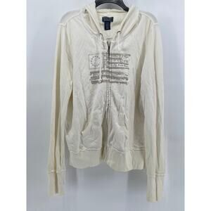 POLO JEANS COMPANY Women's Flag Logo Hooded Zip-Up Sweater SZ XL